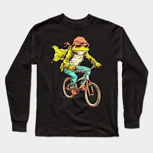 Funny Frog On A Bike Long Sleeve T-Shirt